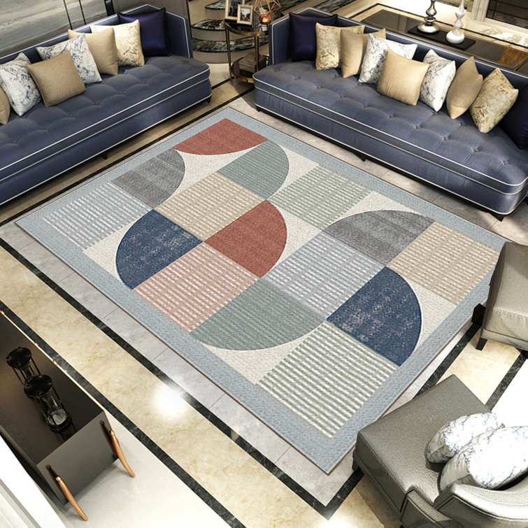 Oliver Rocha Geometric Gray/Blue/Orange Area Rug & Reviews Wayfair